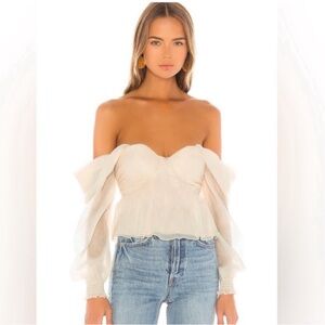 House of Harlow Burna Blouse in Cream Off The Shoulder Top - Size S